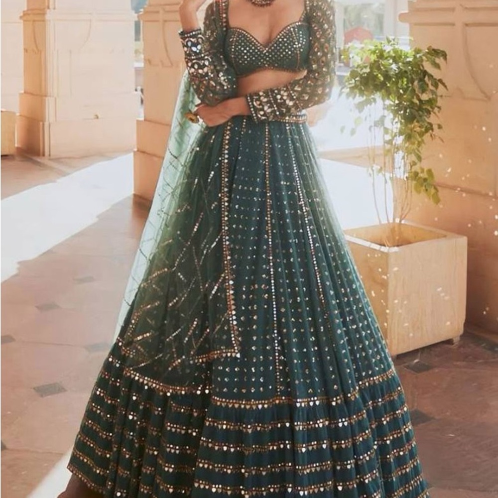 Elegant Green Embellished Lehenga